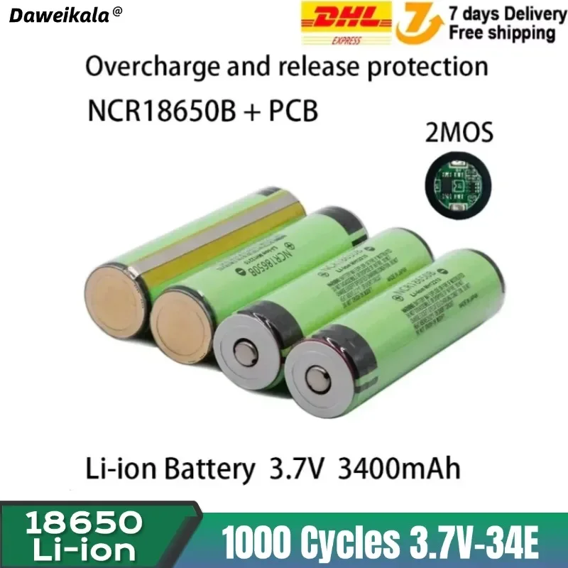 Daweikala For NCR18650B 18650 3400mAh Battery 3.7V Li-ion Rechargeable Battery PCB Protected，suitable For UAV, Aircraft Model, E