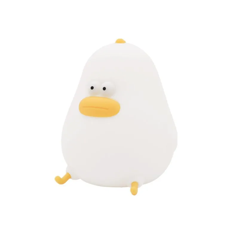 Animal Cute Little Fat Chicken Silicone Night Light with Patting Switch USB Charging Girls/Kids Room Bedside Sleeping Lamp Gift