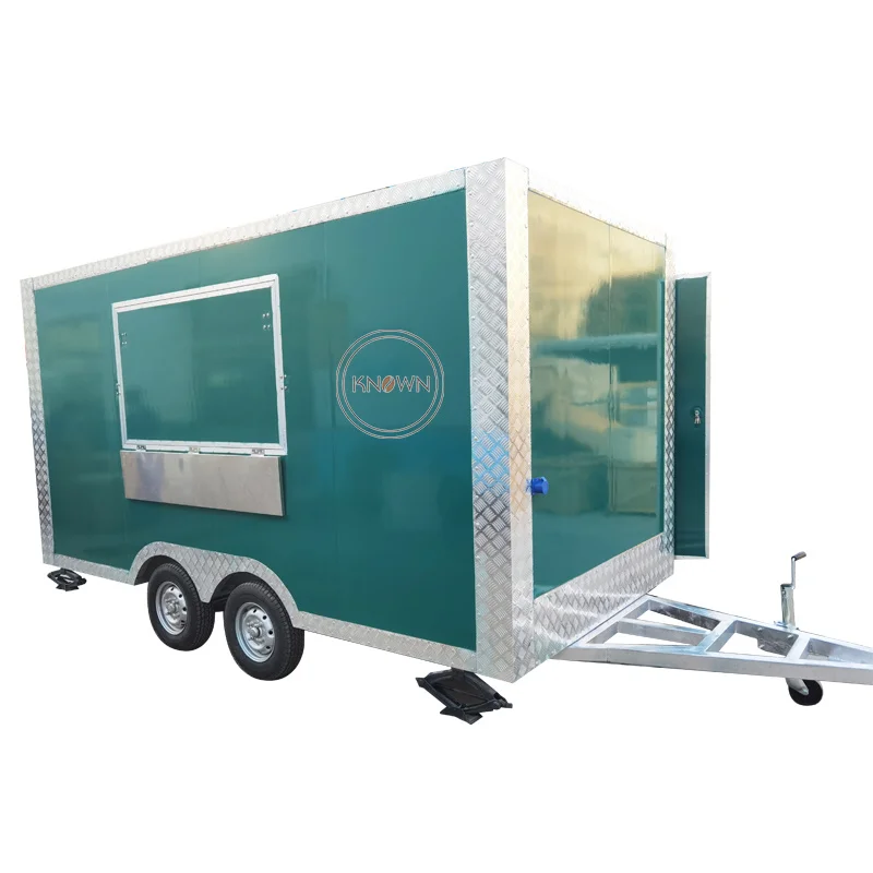 Customized Outdoor Street Kitchen Restaurant Truck Moving Dining Car Kiosk Mobile Square Luxury Fast Food Cart Hot Dog Trailer