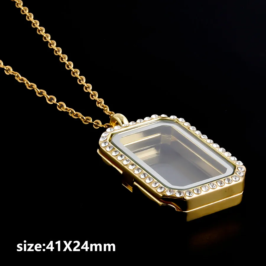 Rechteckige Ellipse Wassertropfen Hundeknochen Herz Medaillon Halskette für Damen Herren Schmuck Magnet Glas Erinnerungs-Strass-Medaillons Geschenk – Detail 10