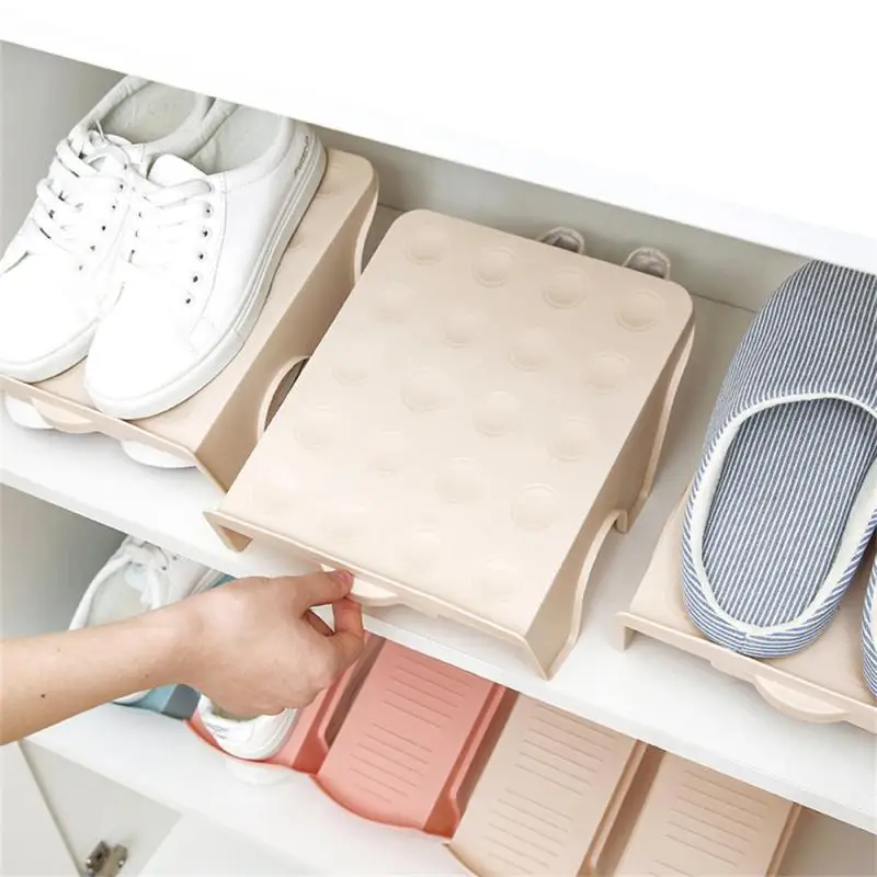 Plastic Integrated Shoe Storage Rack With Double-layer Load-bearing Capacity Strong Space Saving Simple Shoe Holder For Home Use