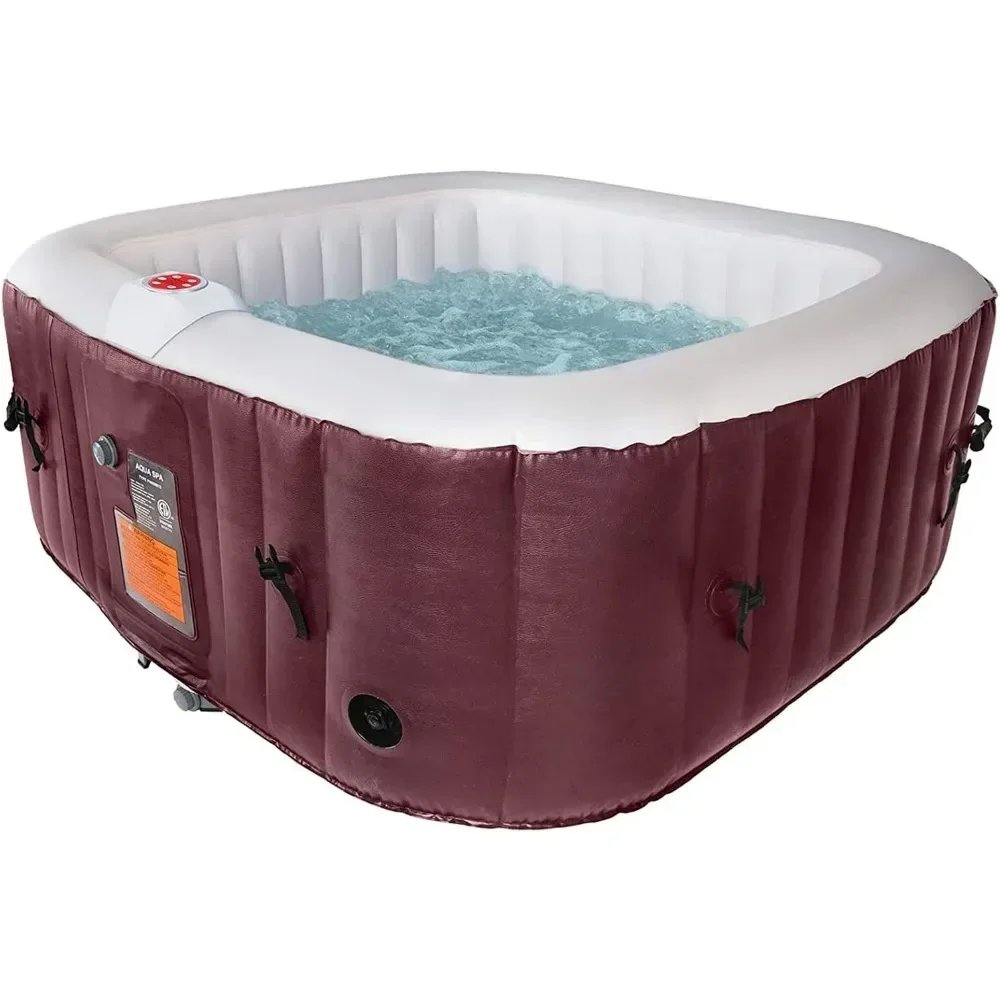 2-3 Person Inflatable Square Hot Tub Air Jet Spa Portable Outdoor Heated Hot Tub Spa 120 Bubble Jets,inflatable Pool