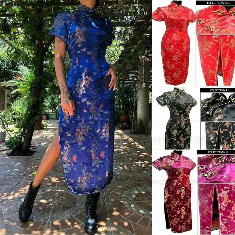 

New Chinese Style Qipao Women Sexy Chesongam Spring Festival Stage Fashion Show Costume Chinese Dress Big Size 3Lx4 Xl5Xl6Xl