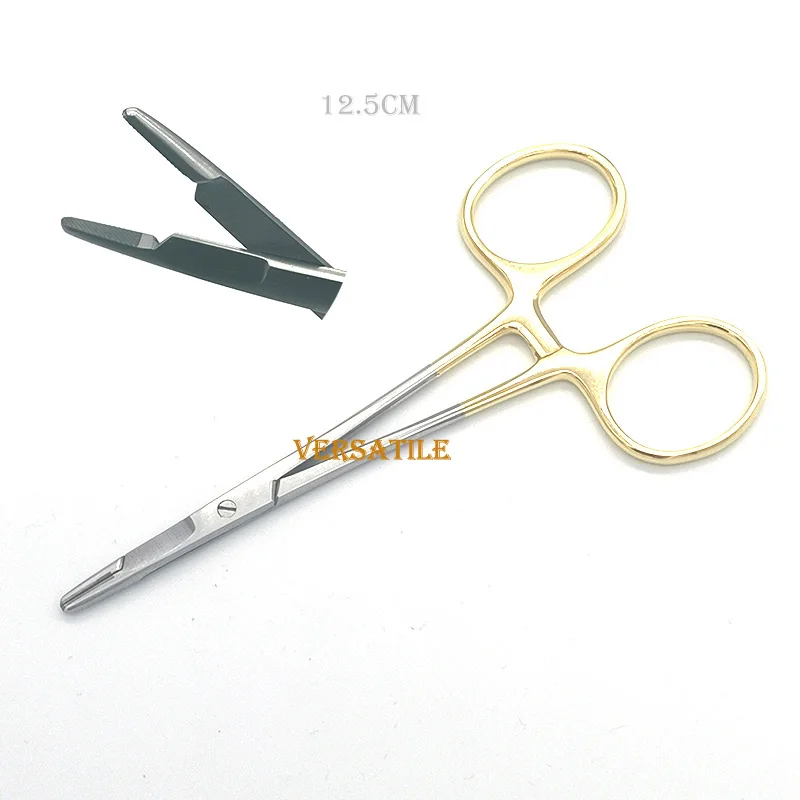 Needle Holder with Scissors 12.5cm/14cm Multifunctional Needle Holder Insert with Scissors Gold Handle Clamp