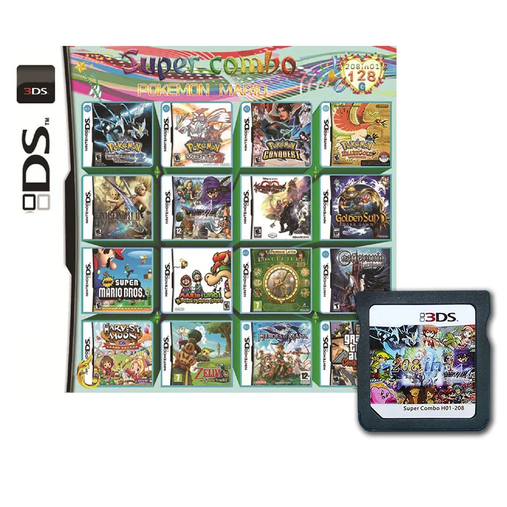 3DS NDS Game Card Combined Card 208 In 1 NDS Combined Card NDS Cassette 510 IN1 520 500