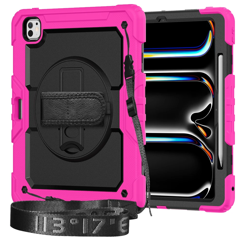 

Прочный чехол-подставка для iPad Pro 13 2025 M5, 2024 M4, Air 13 2025 M3, 2024 M2 13 дюймов, с вращением на 360 градусов, гибридный, с защитой экрана