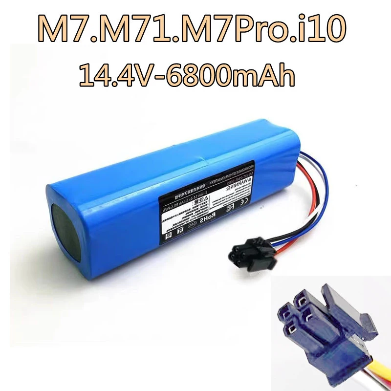 14.4V. 6800mAh. Batteria ad alta capacità adatta per spazzatrice Midea M7. M71. M7Pro. Aspirapolvere. i10. Batteria al litio di lunga durata