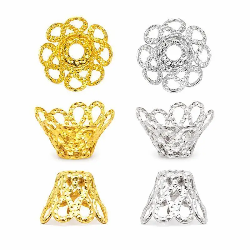 300 Stück 6MM Hohle Blumen-Metallperlenkappen DIY Perlenverbinder Modische Schmuckzubehörteile – Detail 4