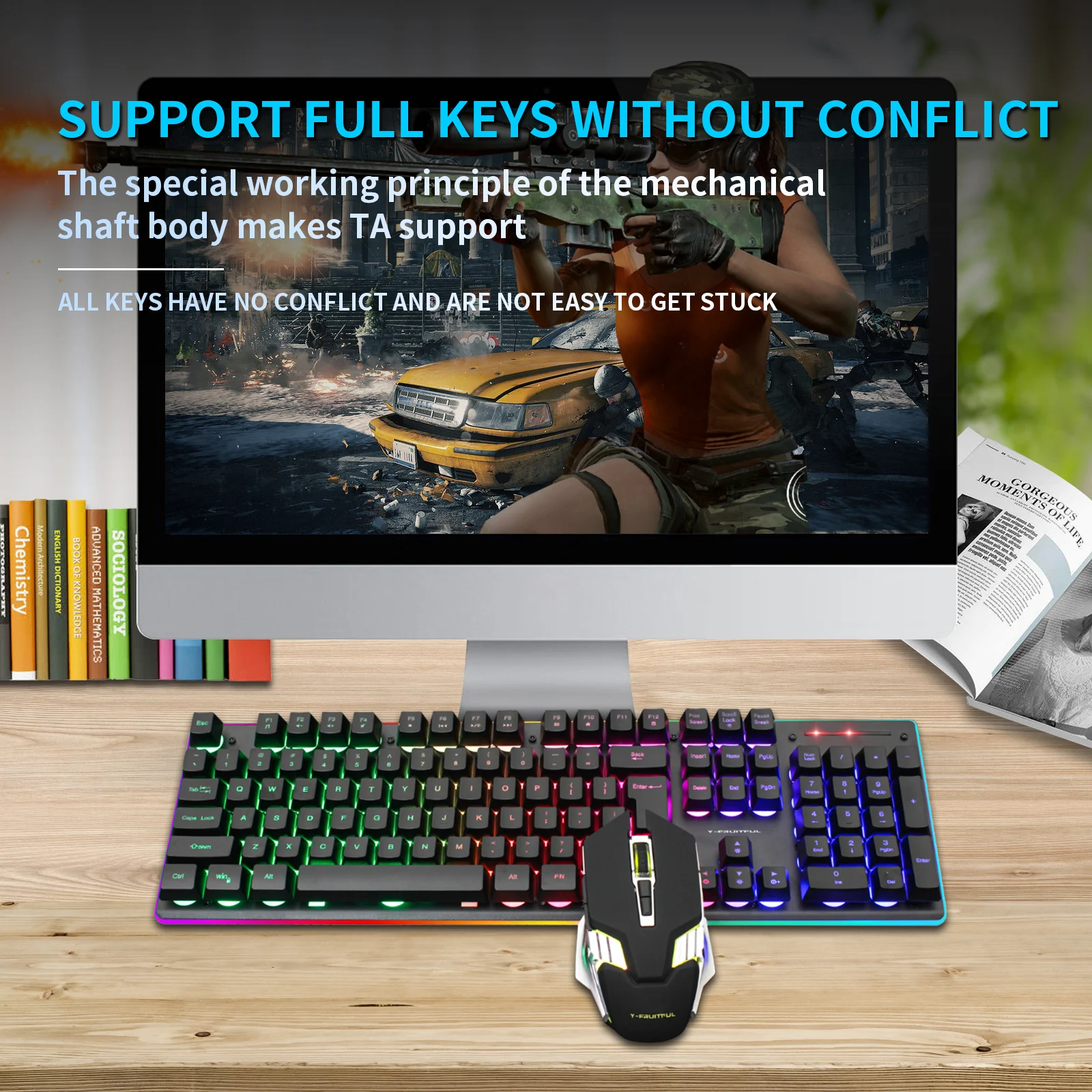 Y-KM99 Wireless Charging Keyboard Mouse Combos with Backlit Gaming Keyboard and Mouse for Seamless Office and Gaming Switching