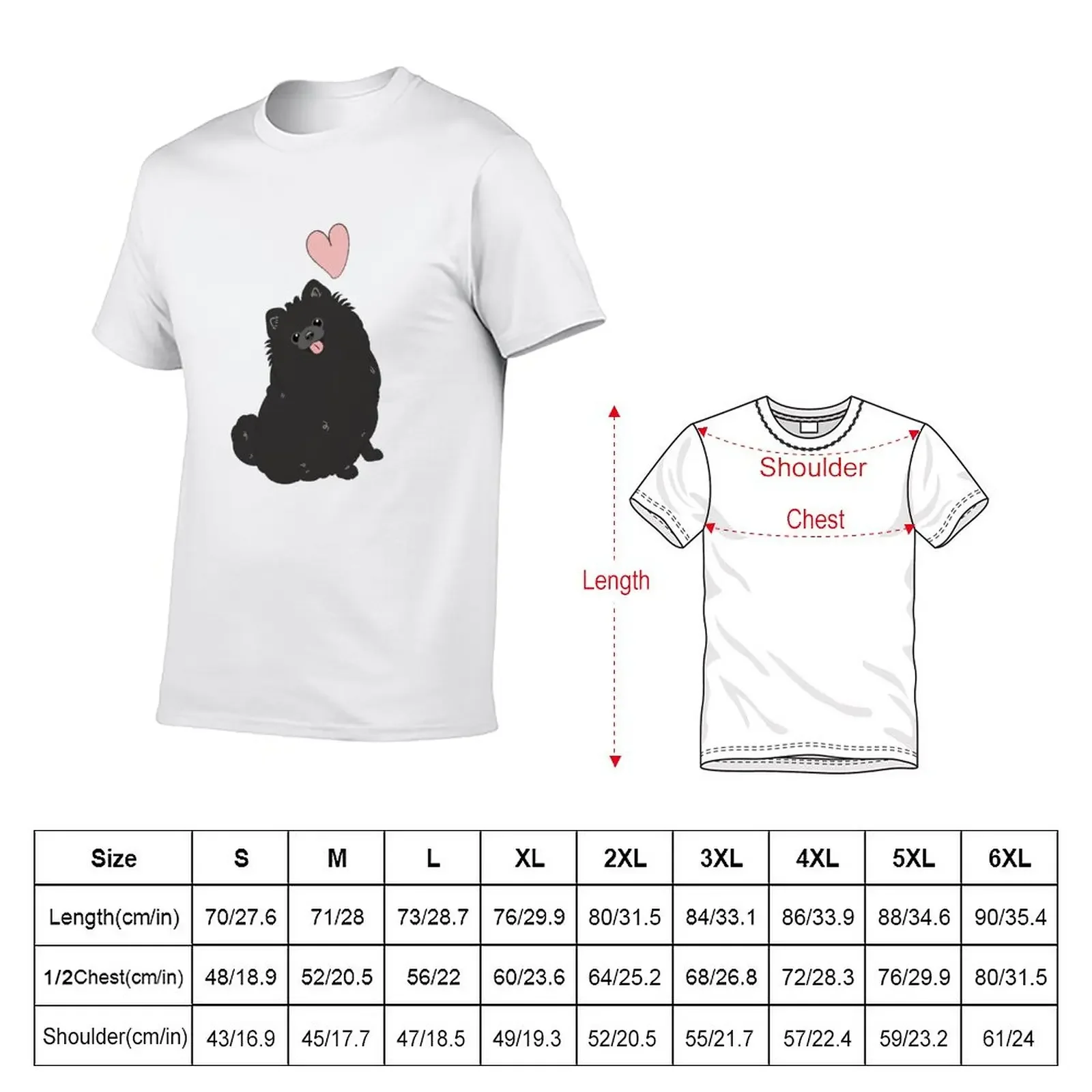 LOVE Black Pomeranian T-Shirt anime tees mens graphic t-shirts funny