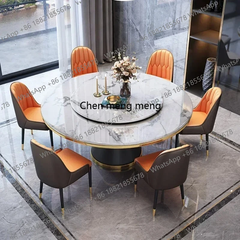 

Round Luxury Dining Table Nordic Marble Style Modern Turntable Dining Table Home Minimalist Mesas De Comedor Kitchen Furniture