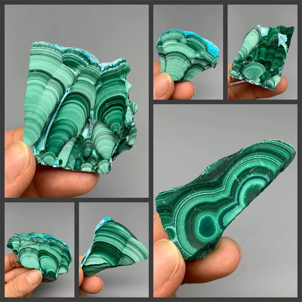 Natural Green Malachite Slices Polished Mineral Specimens Rough Quartz Crystal Sheeting Healing Stone Garden Decor