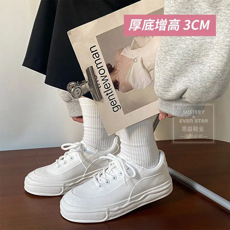 Platform Shoes Women Canvas Shoes Student Fashion Sneakers Woman Lace-up Casual Shoes Ladies Loafers Breathable Spring Autumn