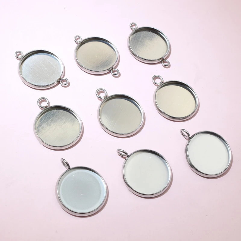 

20pcs 14mm Inner Size No Fade Stainless Steel Pendant Cameo Cabochon Blank Base Settings DIY Jewelry Making Accessories Findings
