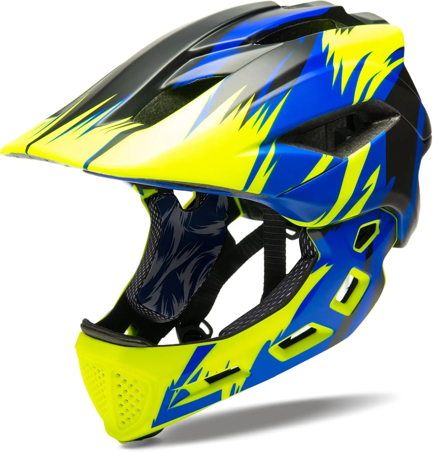 

Kids Full Face Helmet for BMX & Mountain Biking, Adjustable Fit Ages 3-12, Detachable Design