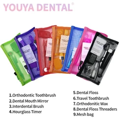 8 Pcs/Set Braces Dental Cleaning Set Portable Orthodontic Toothbrush Tooth Wax Interdental Brush Oral Cleaning Care Travel Set