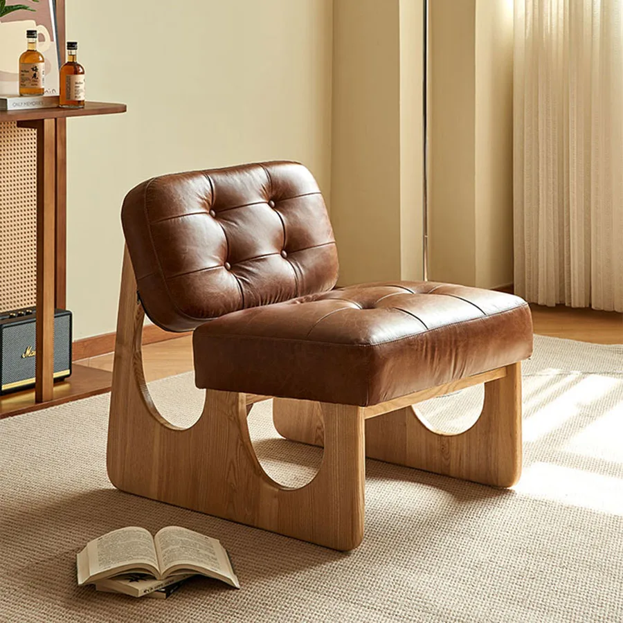 Modern Living Room Chairs Bedrooms Apartment Wooden Leather Nordic Living Room Chairs Luxurie Ottoman Brown Confort Fotel Sofas