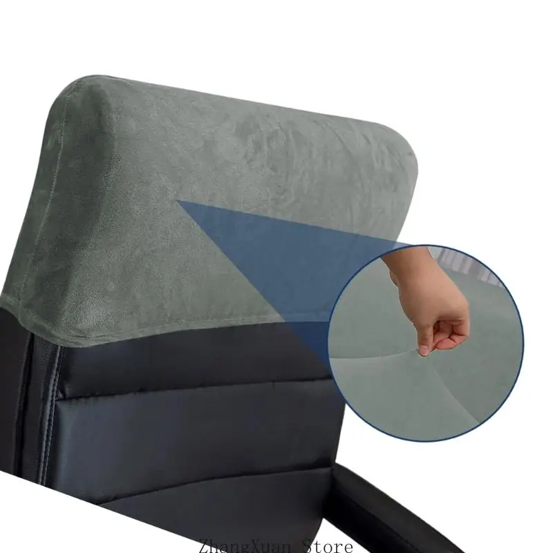 3XUF Bürostuhl-Kopfstützenbezug, weicher Plüsch-Stretch-Schonbezug für rechteckige Kopfstützen mit einer Breite von 40–50 für – Detail 3