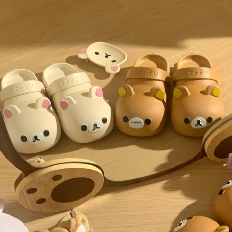 

New Arrival Rilakkuma Anime Periphery Slippers Half Bear Sister Cartoon Shaped Women Girl Shoes Kawaii Birthday Customized Gifts