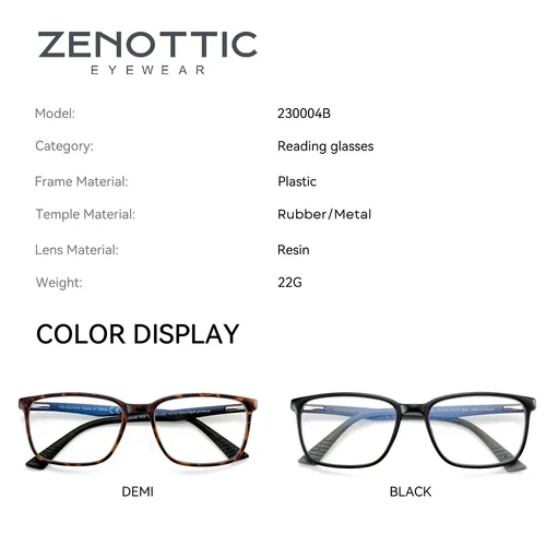 Imagen 2 del producto ZENOTTIC gafas graduadas cuadradas de moda antiluz azul/fotocromáticas/miopía/hipermetropía/gafas progresivas Unisex