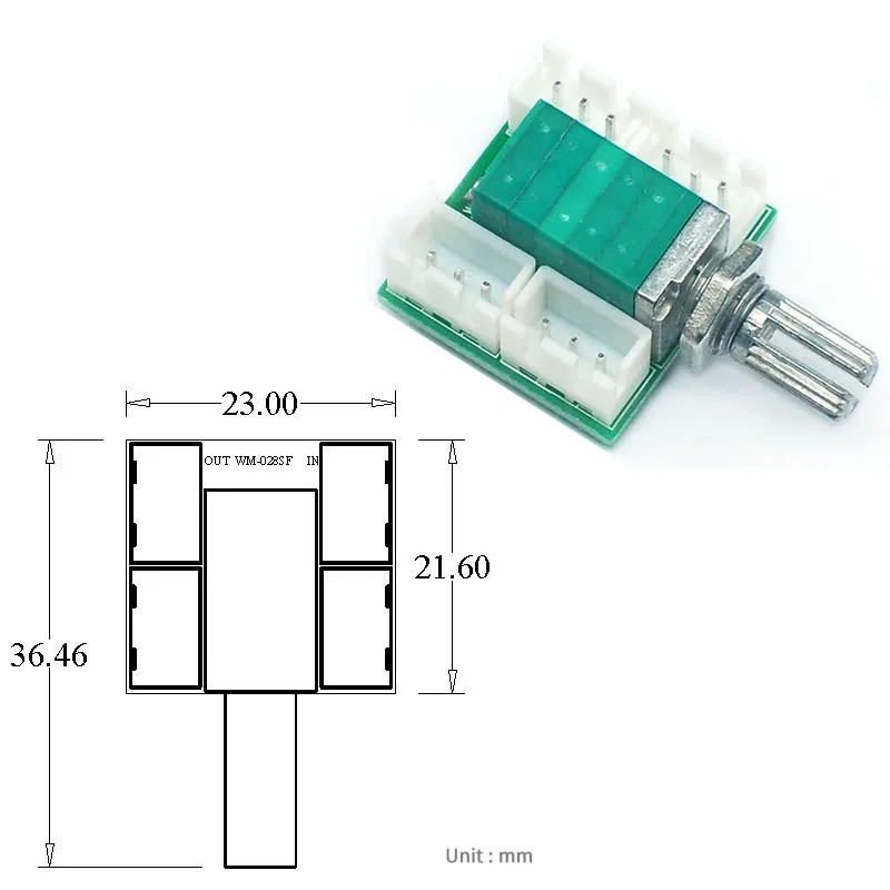 UNISIAN 오디오 커넥터 B50K R09 타입 볼륨 전위차계, 사운드 조절기 제어 어댑터 보드, DIY 앰프용