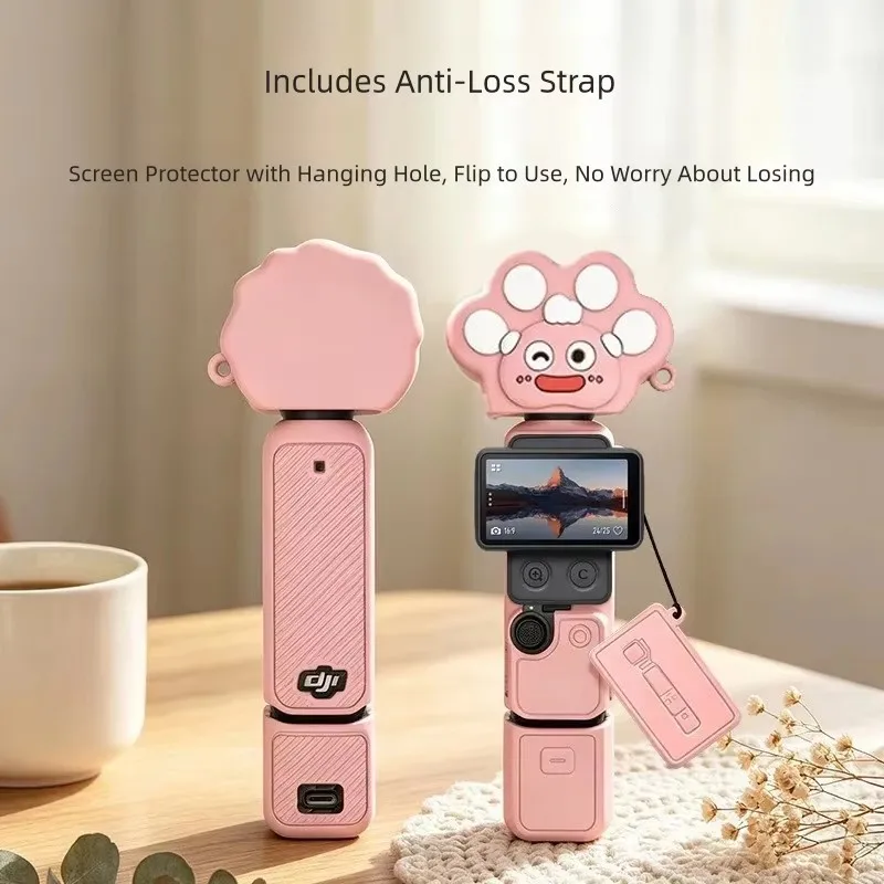Cute Paw Print Silicone for DJI Osmo Pocket 4 Full Protection Case Set Anti-Scratch Portable for Vlog Travel Outdoor Shooting