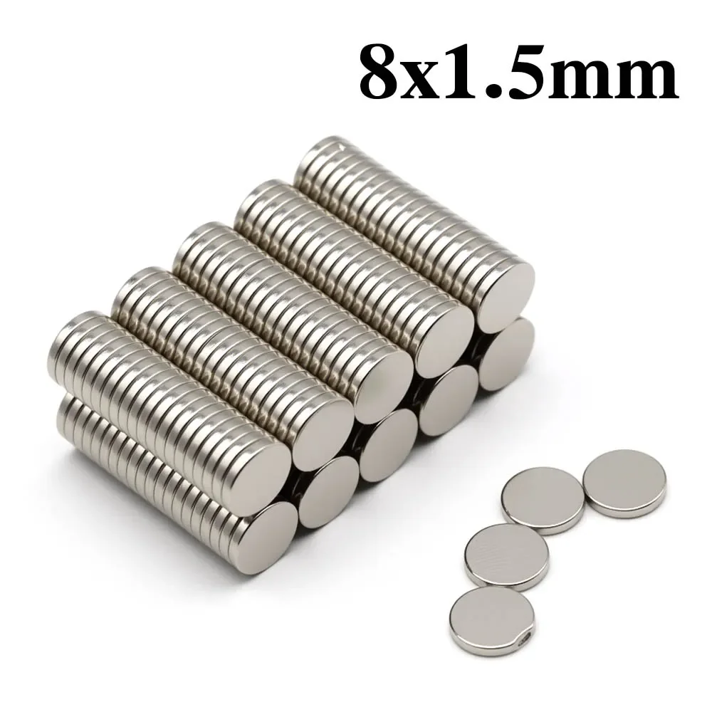 8x1.5mm Super Powerful Round Magnet Neodymium Magnet NdfeB N35 Strong Permanent Magnetic imanes Refrigerator Magnet