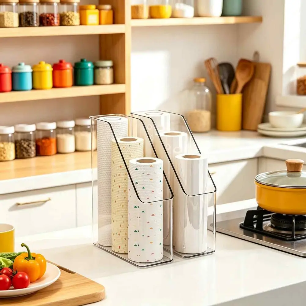 Desktop Storage Organizer Small Item Storage Holder Kitchen Film Organizer Box Space-saving Vertical Storage Bin for Foil