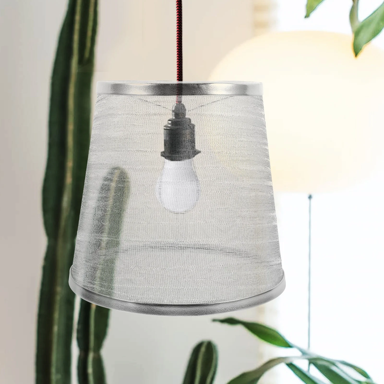 

PVC Lampshade Silver Table Floor Light Shades Cover Bell Replacement Home Office Decor Vintage Farmhouse Fixture