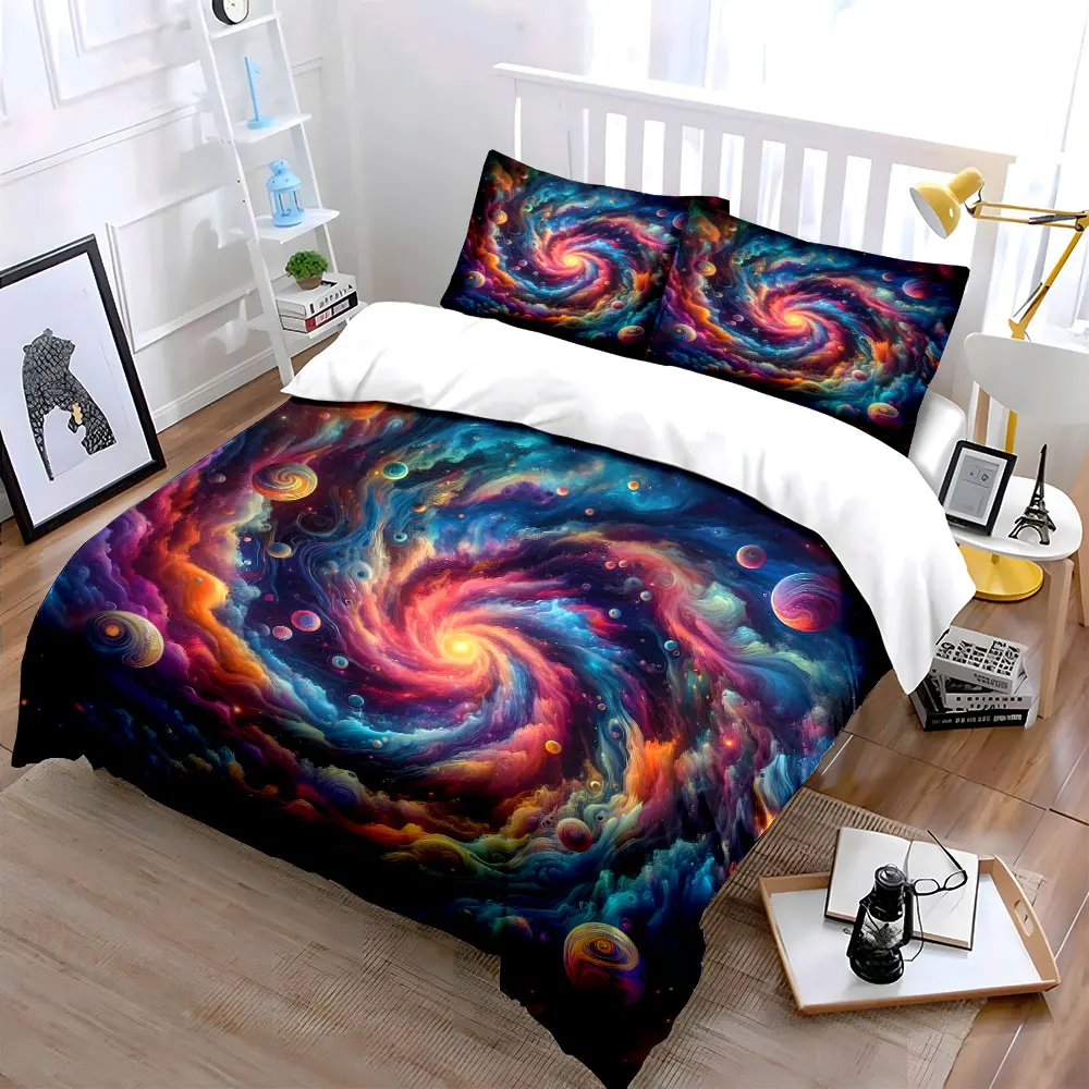Galaxy Theme Art Set Multiple sizes kid's and adults' bedroom Exquisite 3PC bedding set, gift