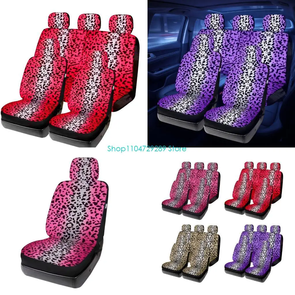 D8KE Gradient Animal Print Automotive Covers Soft Polyester Fabric Protector Universal Design For Most Car