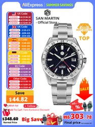 San Martin 39mm Avventurina quadrante con pietra preziosa orologio da uomo di lusso NH34 GMT meccanico automatico zaffiro impermeabile luminoso SN0129
