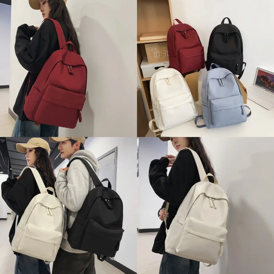 

【New style】schoolbag for women new style for junior high school students large capacity solid color simple and all-matching bac