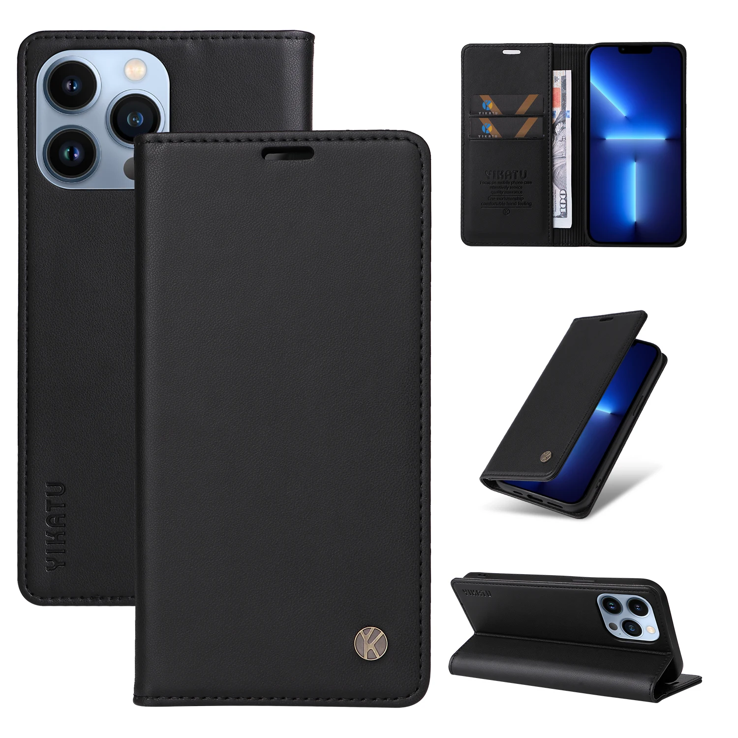 

Flip Leather Wallet Case For iPhone 11/ PRO/ PRO MAX iPhone12 PRO iPhone13 PRO MAX Business Card Slot Wallet Phone Cover