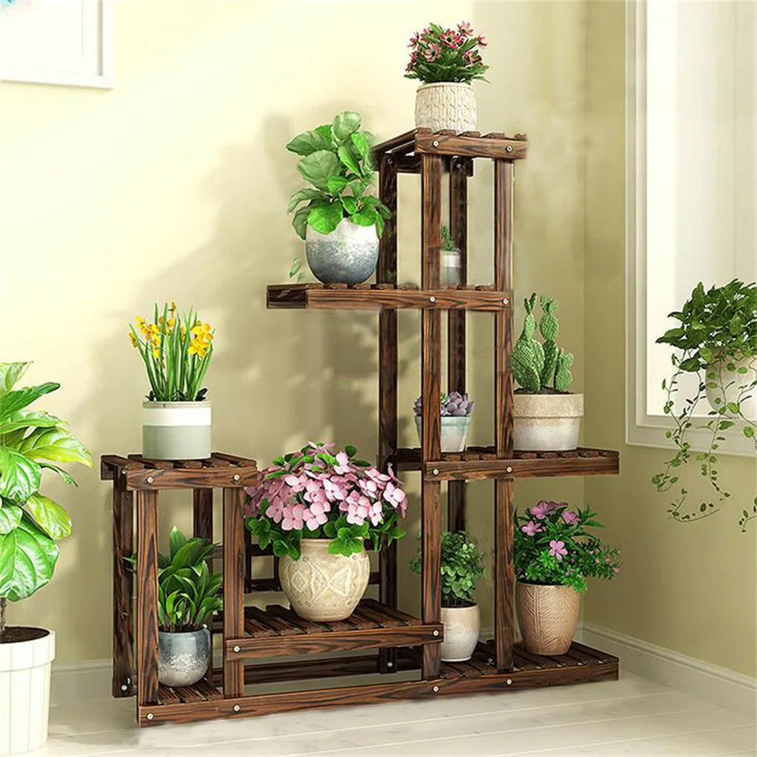 

Strong Multi Tier Wood Flower Rack Plant Stand Planter Shelves Bonsai Herb Shelf