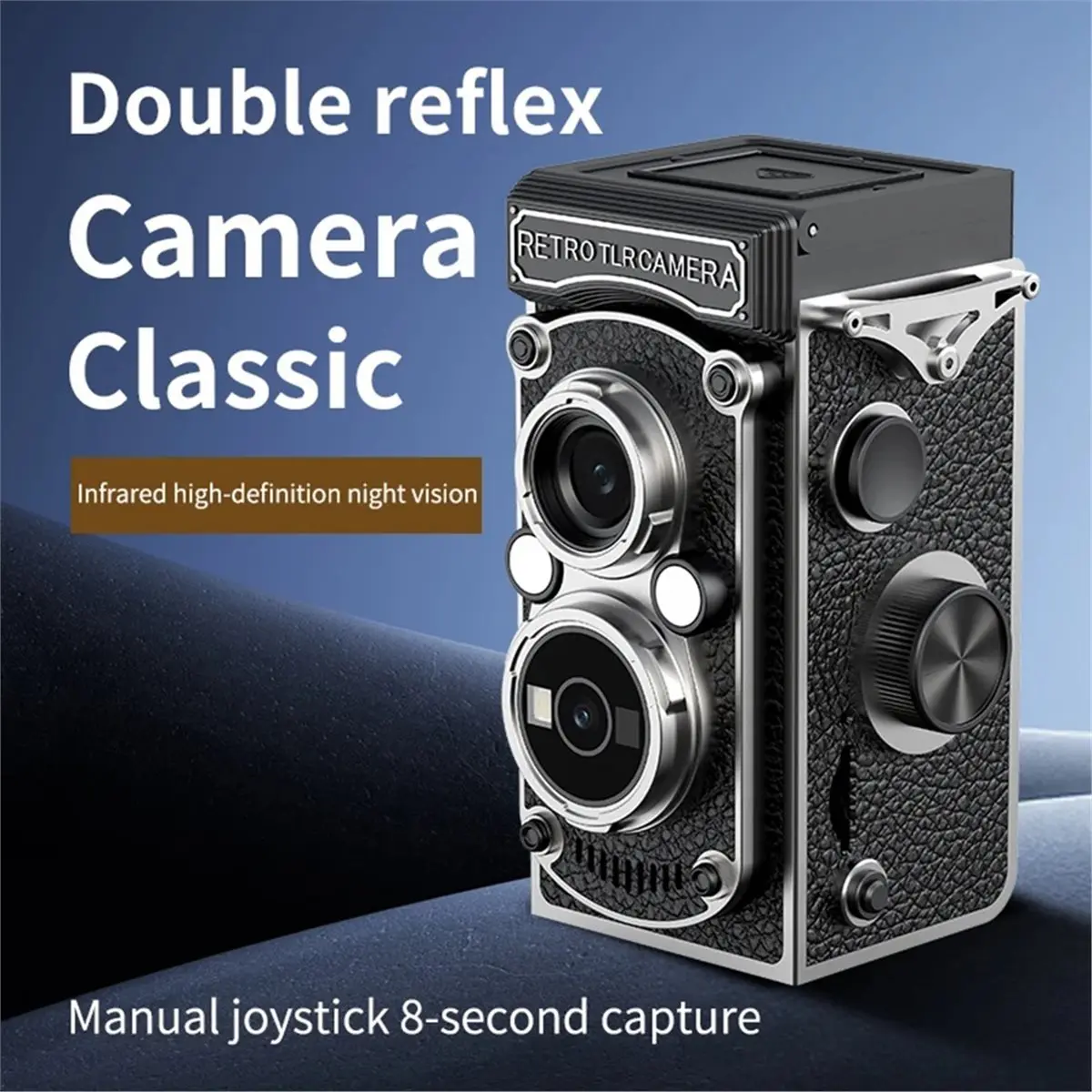 fitfit Retro Camera Dual Lens Design Infrared Night Vision Function Manual Joystick Operation HD Nostalgic Portable Brown