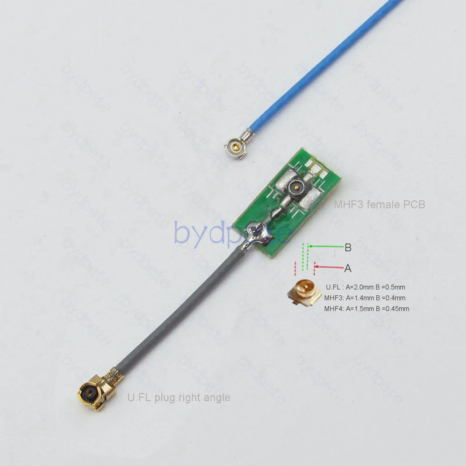 MHF 3 WFL  MHF3 Female PCB to U.FL Plug Right Angle 90Degree 1.13mm Pigtail Jumper Cable IPX 