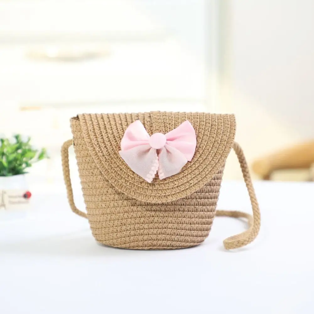 Flip Mini Straw Bag Summer Beach Handmade Woven Zipper Storage Basket Coin Purse Photo Props Crossbody Handbag