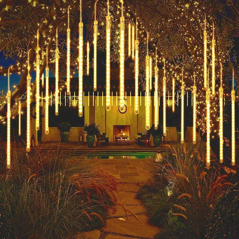 30/50cm ghirlanda di luce LED EU/US Plug 8 tubi Meteor Shower Light decorazioni natalizie decorazioni da giardino Wedding Holiday Fairy Light String