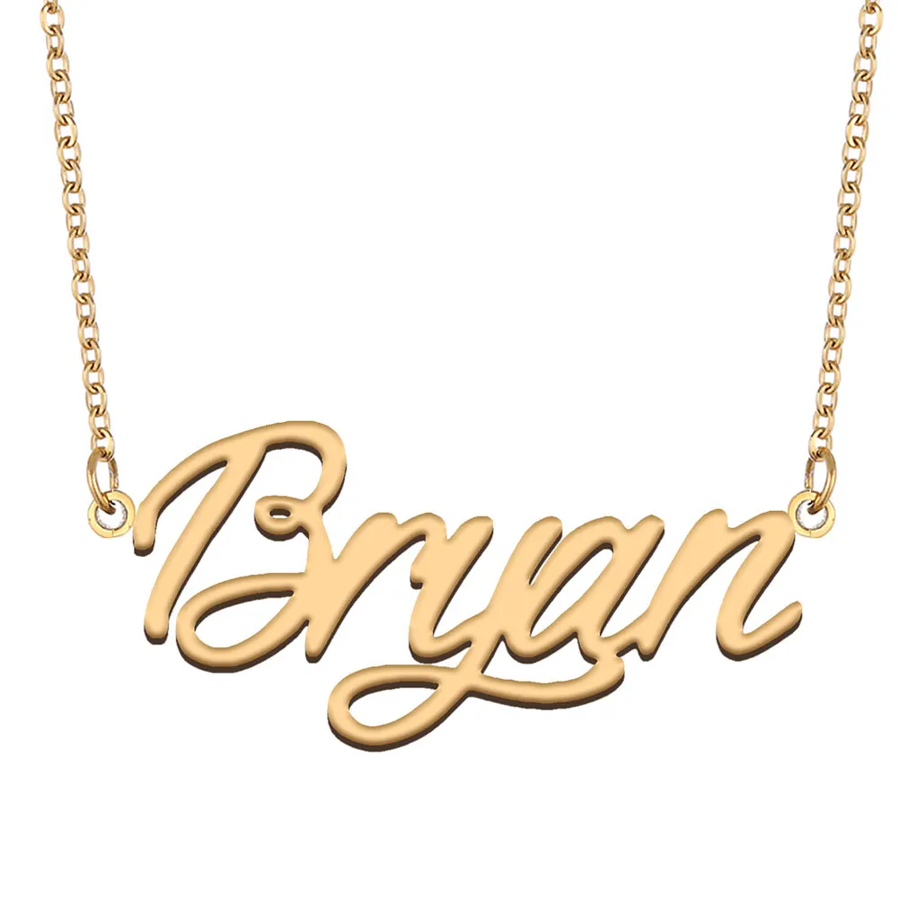 

Bryan Name Necklace for Women Stainless Steel Jewelry Gold Color Nameplate Pendant Collares Para Mujer Letters Choker