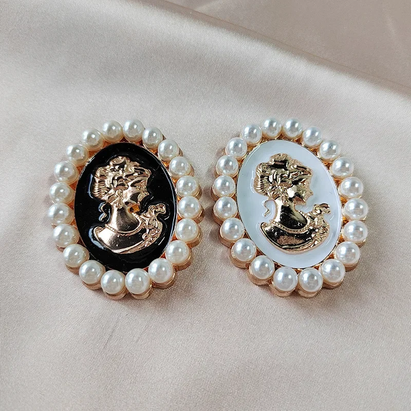 Elegant Palace Style Pearl Baroque Oval Cameo Victorian Lady Beauty Head Shape Women Brooches Pins