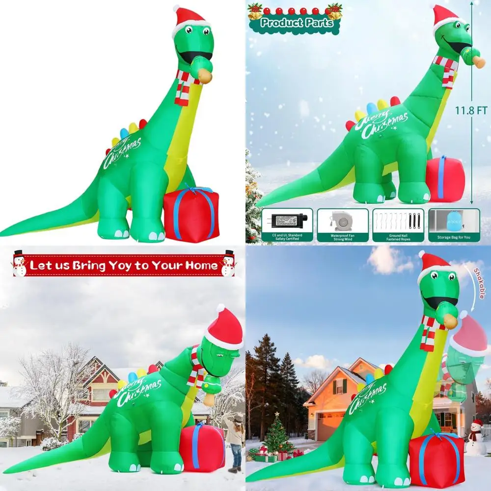 

Гигантский надувной динозавр на открытом воздухе, рождественское украшение с струйной головкой и встроенными светодиодными фонарями для двора и сада
