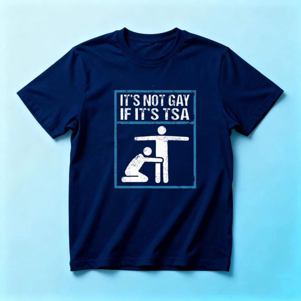 Its Not Gay If Its TSA Shirt Funny LGBT Airport Security Tee Humorous Men Daily Life Casual Crewneck Cotton Short Sleeve