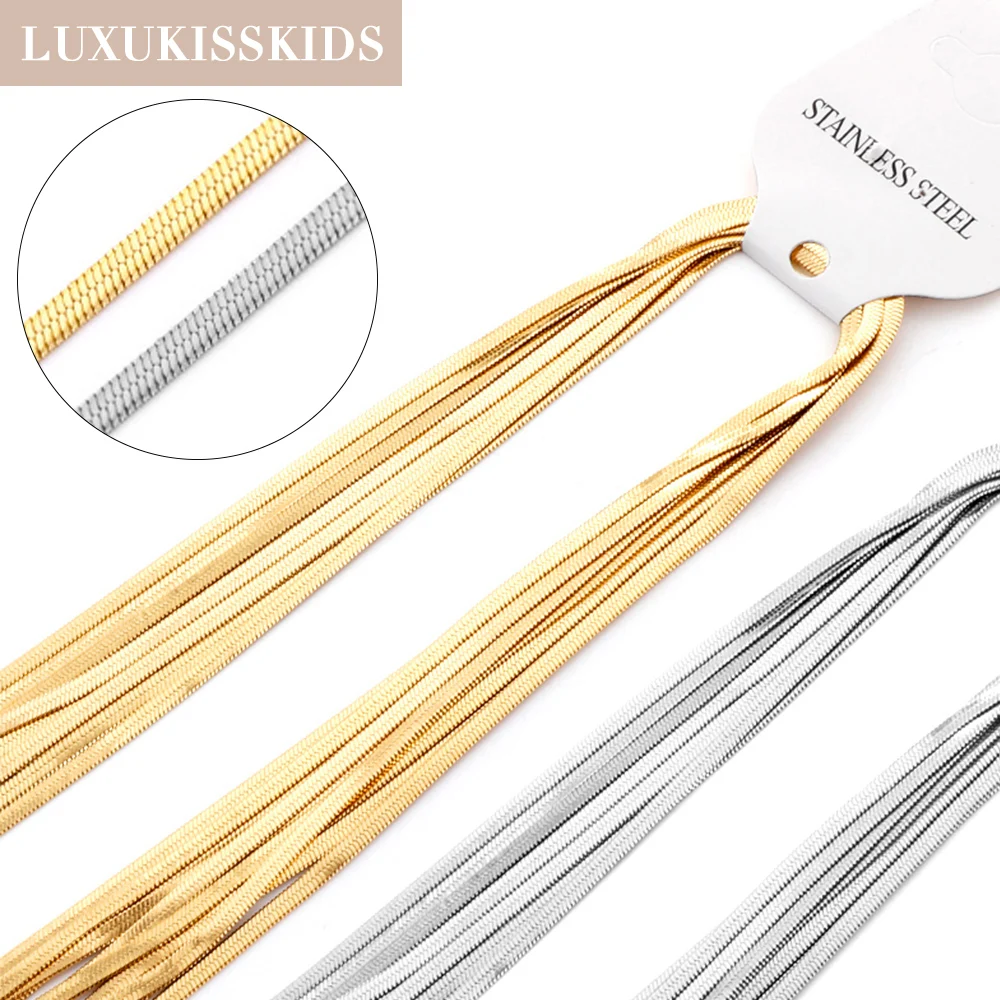 LUXUKISSKIDS 2.5mm Blade Chains Necklace For Women Collier Wholesale Stainless Steel Chains 5pcs Lots High Quality Necklaces