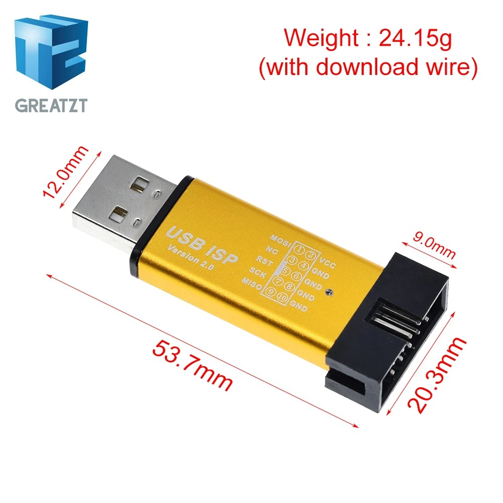 USBASP USBISP ISP Programmer Downloader for Arduino 51 ATMEL AVR Support 64 Bit Win7 & 32Bit Win98 WinMe Win2000 WinXP Win Vista