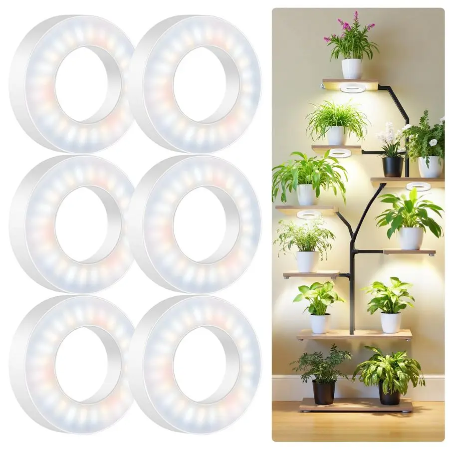 

Light, 6 Heads 12V3A Full Spectrum LED Grow Lights for Indoor Plants, 3.5 Under Cabinet Grow Lamp for Small Plants with 6 12 16H