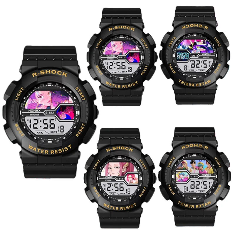 

KPop Demon Hunters периферия уличные электронные часы светодиодные цифровые серебристые студенческие уличные трендовые многофункциональные часы игрушки