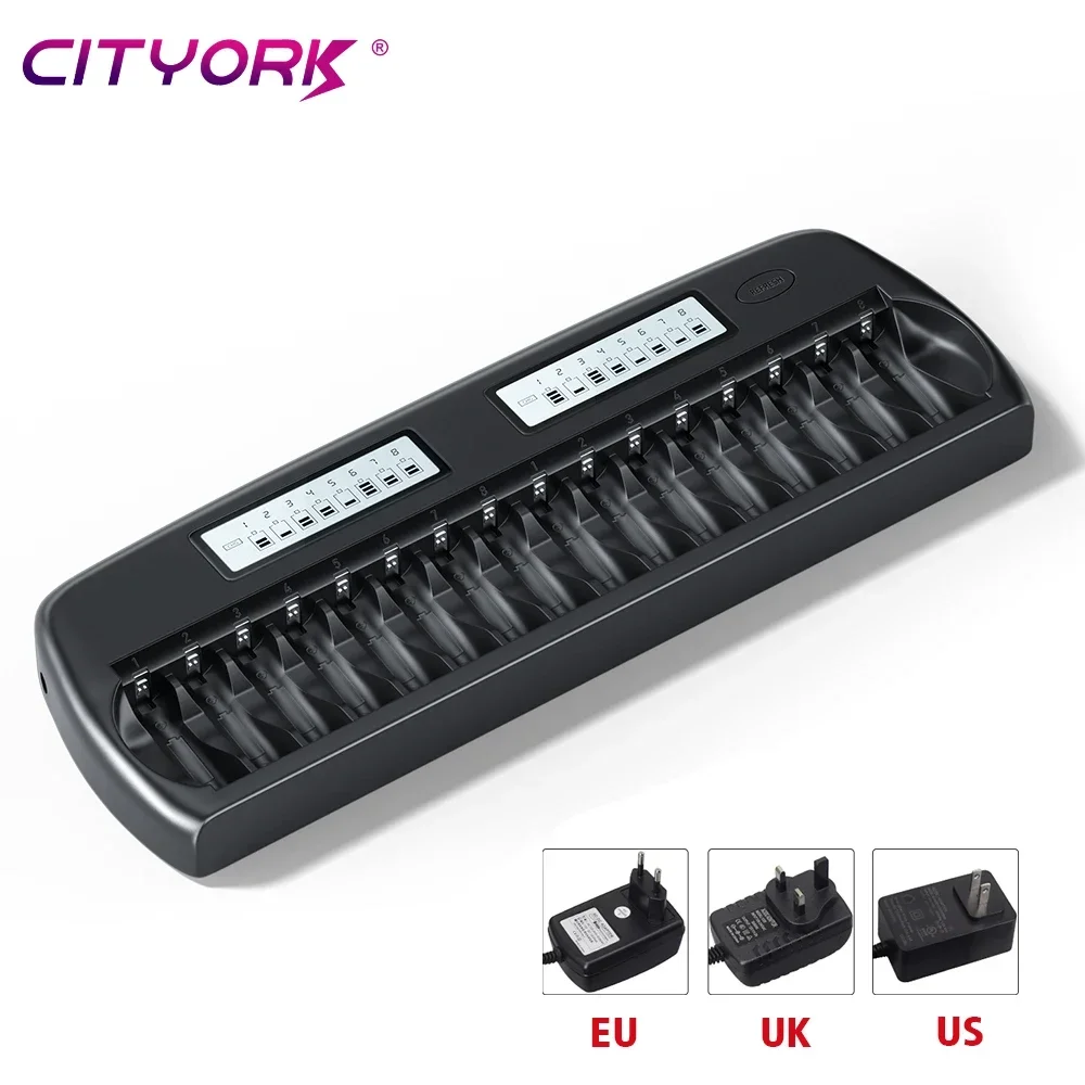 CITYORK 100% Original 10/12/16/24/36 Slots 1.2V Smart Battery Charger LCD Display for AA AAA Ni-MH Ni-CD Rechargeable Battery