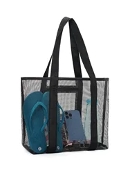 2024 Unisex Large Capacity Portable Mesh Handbag Storage Bag Shopping Bag Suitable For Outdoor Travel Sports Storage Home Suppli