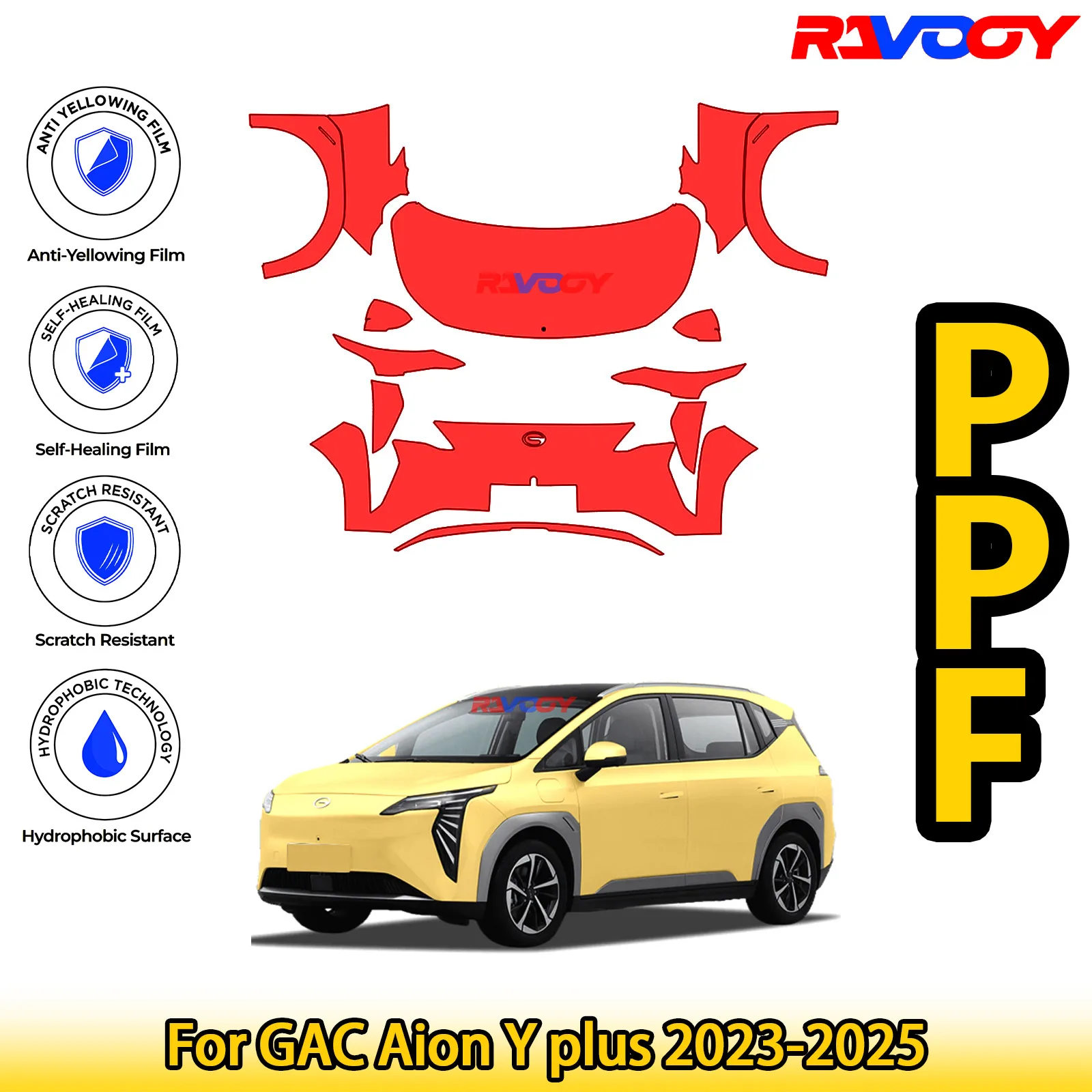 

Для GAC Aion Y plus 2023-2025 глянцевая матовая черная предварительно вырезанная передняя защитная пленка PPF Kit